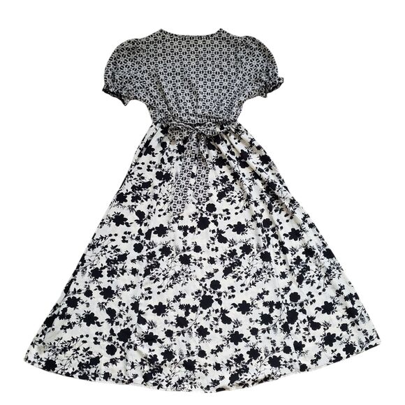 Anthropologie Lapis Floral Dress Womens Large Black White Boho - Picture 14 of 14